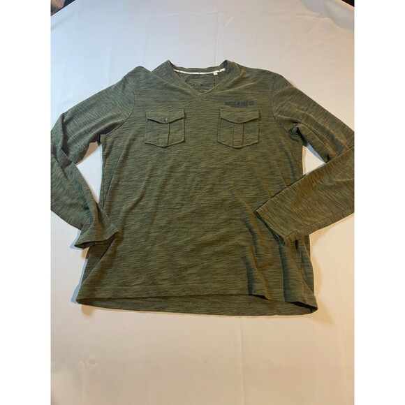 Guess Mens T-Shirt Size XL Green Long Sleeve V-Neck Pockets Casual Everyday Y2K - Picture 1 of 5
